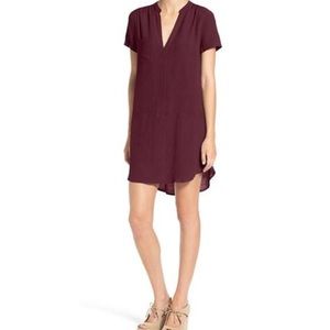 Lush Split neck shift dress in winetasting